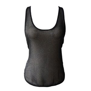 Free People Semi Sheer Racerback Black Tank Top